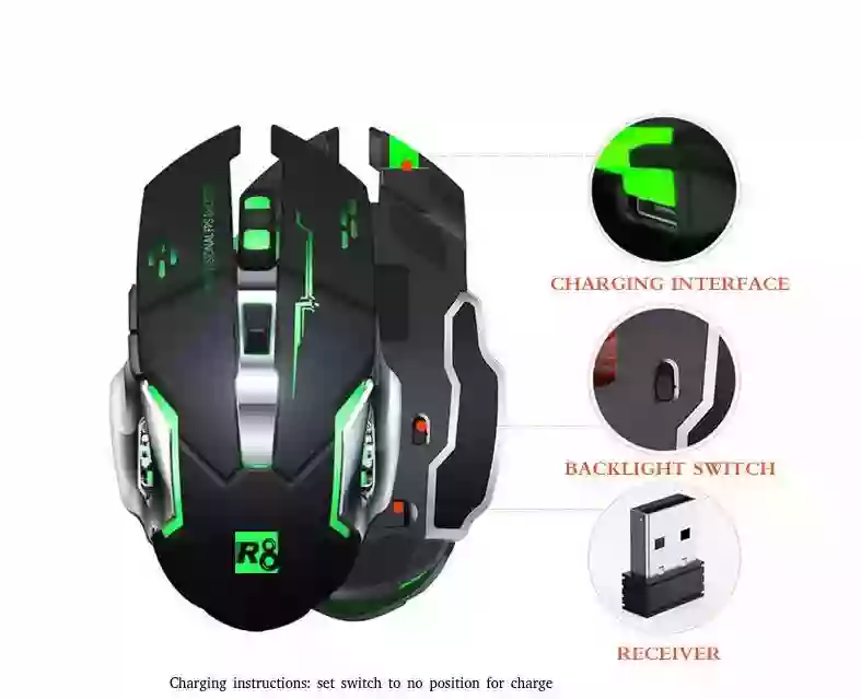Rechargeable 6 Button Wireless Backlit Gaming Mouse 710